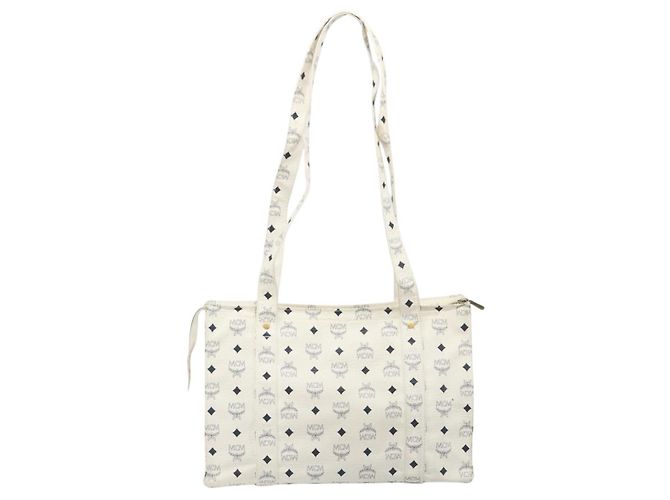 Borsa Tote MCM Vicetos Logogram PVC Leather White Auth 187455 Bianco - vista 3