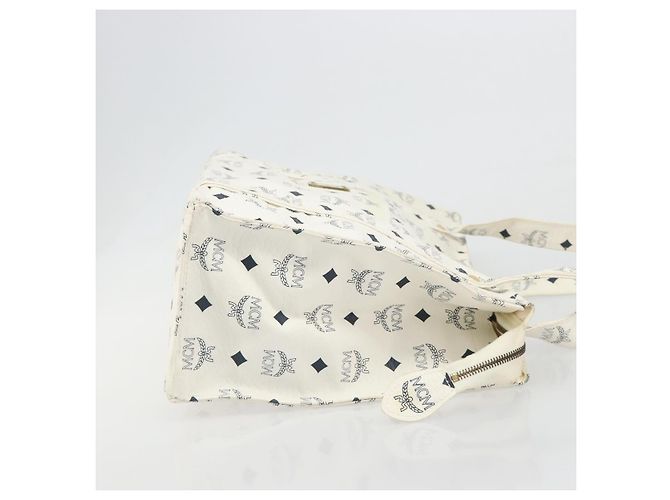 Borsa Tote MCM Vicetos Logogram PVC Leather White Auth 187455 Bianco - vista 4