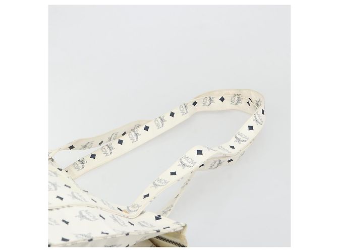 Borsa Tote MCM Vicetos Logogram PVC Leather White Auth 187455 Bianco - vista 8