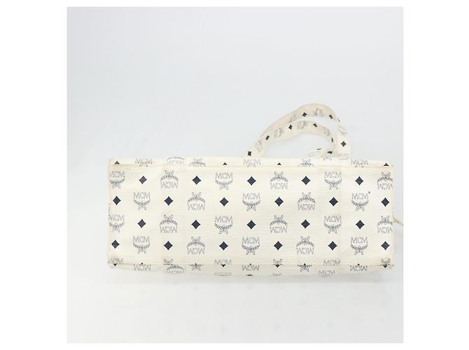 Borsa Tote MCM Vicetos Logogram PVC Leather White Auth 187455 Bianco - vista 9