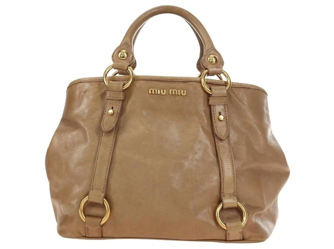 Borsa Miu Miu in pelle beige oro Auth 186439V D'oro - vista 13