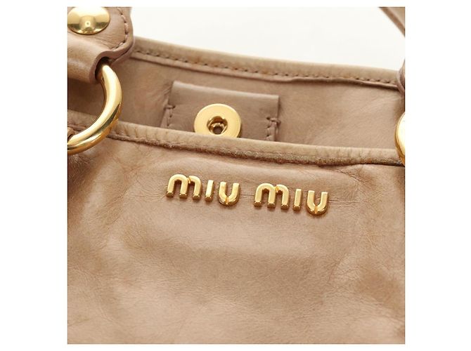Borsa Miu Miu in pelle beige oro Auth 186439V D'oro - vista 19