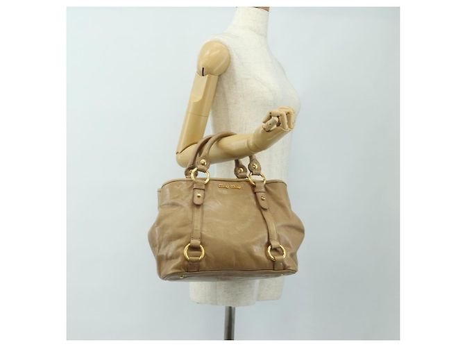 Borsa Miu Miu in pelle beige oro Auth 186439V D'oro - vista 27