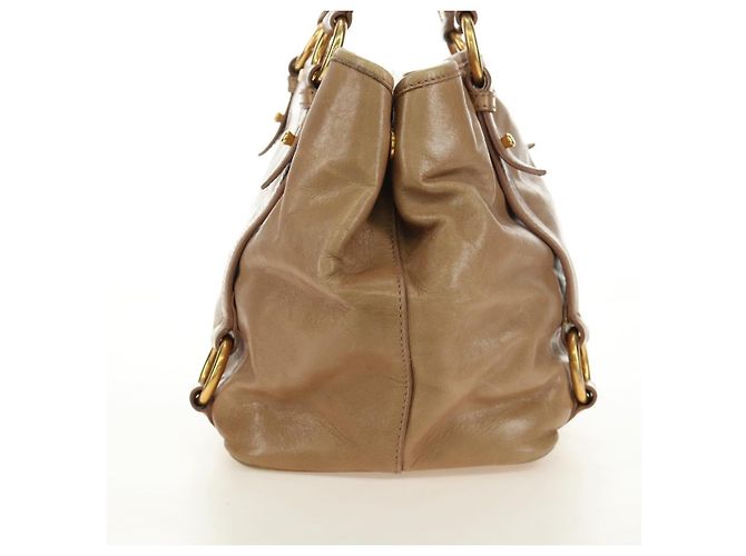 Borsa Miu Miu in pelle beige oro Auth 186439V D'oro - vista 4