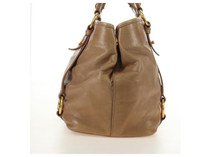 Borsa Miu Miu in pelle beige oro Auth 186439V D'oro - vista 5