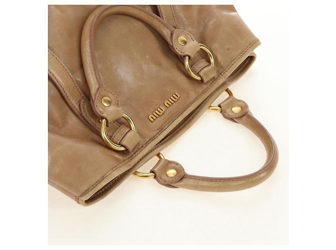 Borsa Miu Miu in pelle beige oro Auth 186439V D'oro - vista 8