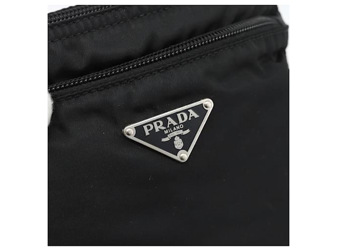 Borsa a Spalla PRADA Nylon Nero Argento Auth BA13615A - vista 14