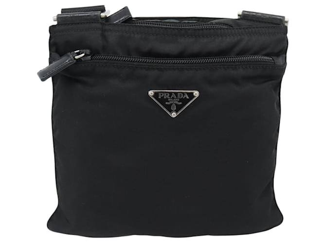Borsa a Spalla PRADA Nylon Nero Argento Auth BA13615A - vista 2