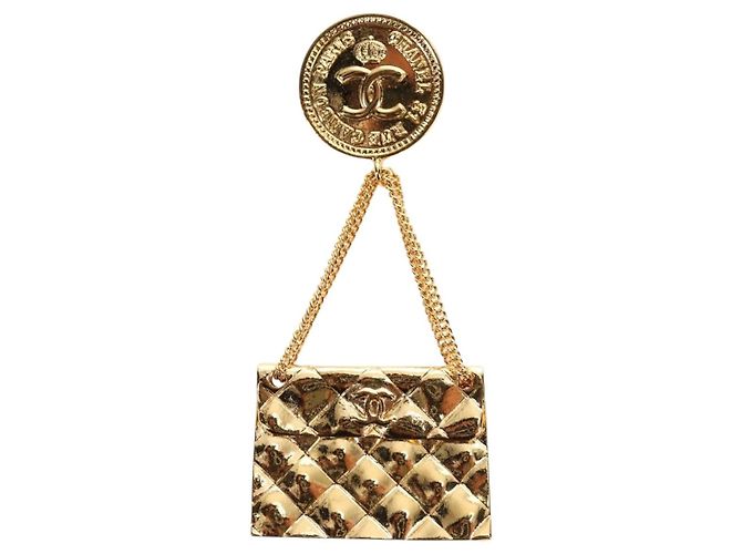 Spilla CHANEL metallo Gold CC Auth 185856M D'oro - vista 2