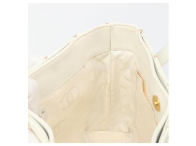 Borsa CHANEL Wild stitch in Pelle Bianco Oro CC Auth mr2601A D'oro - vista 18