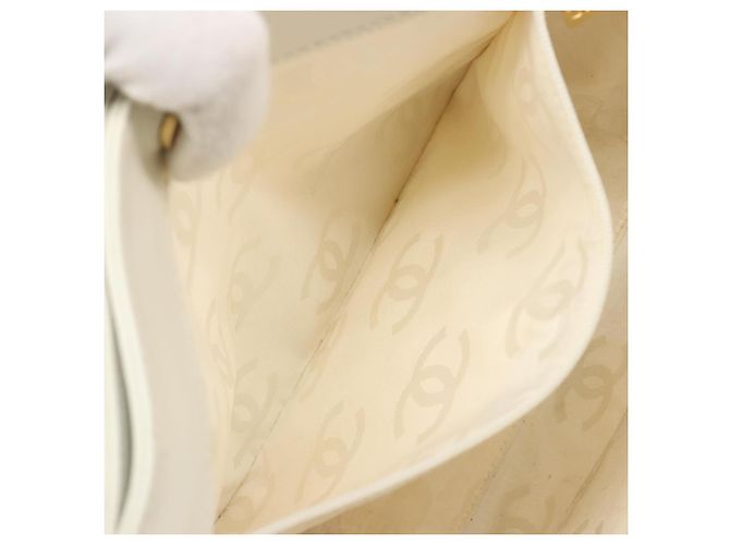 Borsa CHANEL Wild stitch in Pelle Bianco Oro CC Auth mr2601A D'oro - vista 21