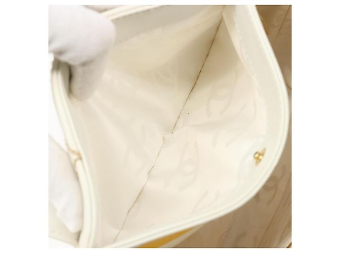 Borsa CHANEL Wild stitch in Pelle Bianco Oro CC Auth mr2601A D'oro - vista 22