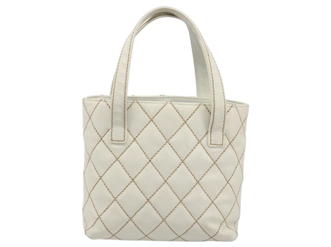 Borsa CHANEL Wild stitch in Pelle Bianco Oro CC Auth mr2601A D'oro - vista 3