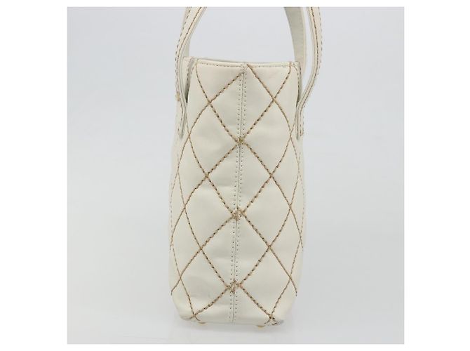 Borsa CHANEL Wild stitch in Pelle Bianco Oro CC Auth mr2601A D'oro - vista 4