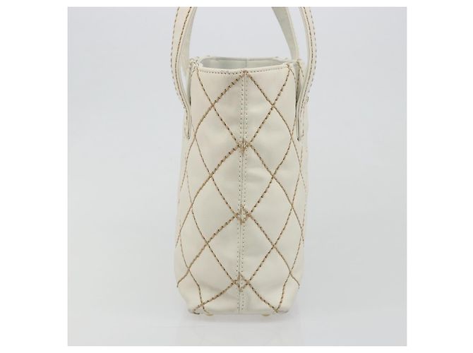 Borsa CHANEL Wild stitch in Pelle Bianco Oro CC Auth mr2601A D'oro - vista 5