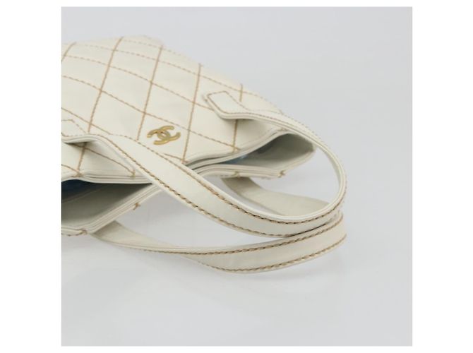 Borsa CHANEL Wild stitch in Pelle Bianco Oro CC Auth mr2601A D'oro - vista 7