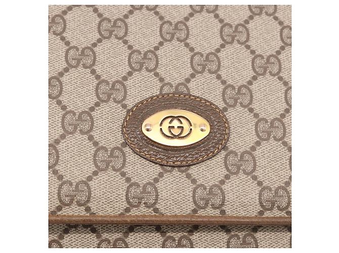 Borsa a Spalla GUCCI GG Supreme PVC Beige Oro Auth 188325 D'oro - vista 14