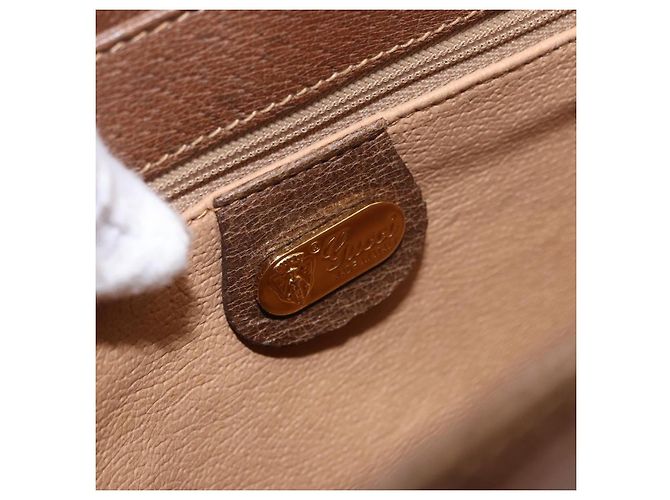 Borsa a Spalla GUCCI GG Supreme PVC Beige Oro Auth 188325 D'oro - vista 16
