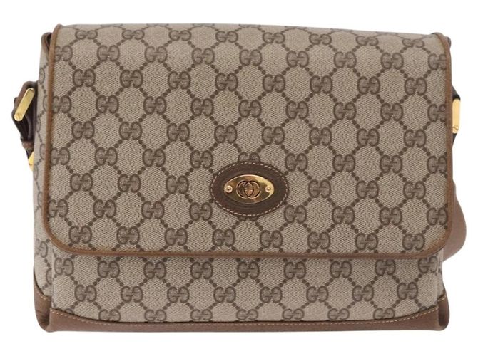 Borsa a Spalla GUCCI GG Supreme PVC Beige Oro Auth 188325 D'oro - vista 2