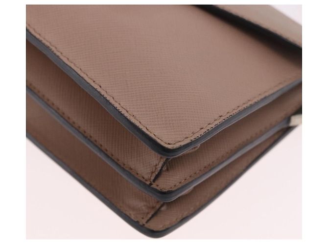 Borsa a tracolla PRADA in pelle Saffiano Beige Argento Auth ka4901V - vista 11