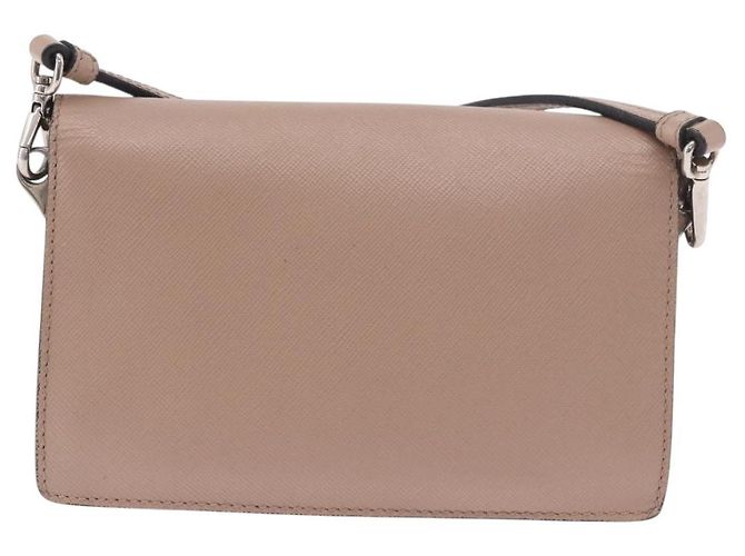 Borsa a tracolla PRADA in pelle Saffiano Beige Argento Auth ka4901V - vista 3