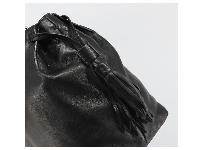 Bolso PRADA de cuero negro plata Auth 186430A - vista 14