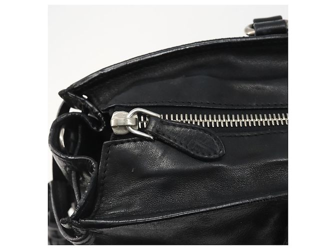 Bolso PRADA de cuero negro plata Auth 186430A - vista 17