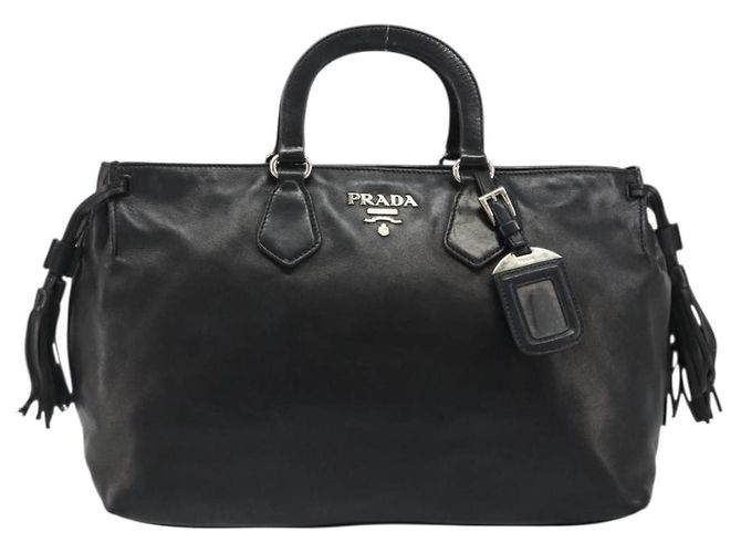 Bolso PRADA de cuero negro plata Auth 186430A - vista 2