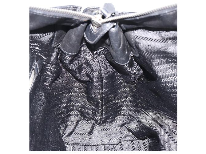 Bolso PRADA de cuero negro plata Auth 186430A - vista 20