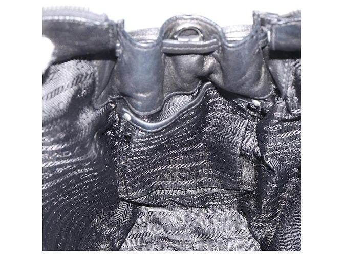 Bolso PRADA de cuero negro plata Auth 186430A - vista 21