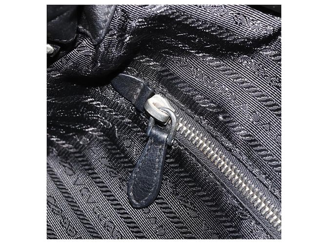 Bolso PRADA de cuero negro plata Auth 186430A - vista 22