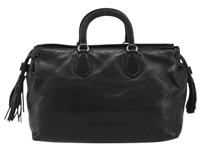Bolso PRADA de cuero negro plata Auth 186430A - vista 3