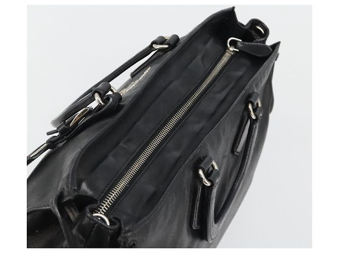 Bolso PRADA de cuero negro plata Auth 186430A - vista 6