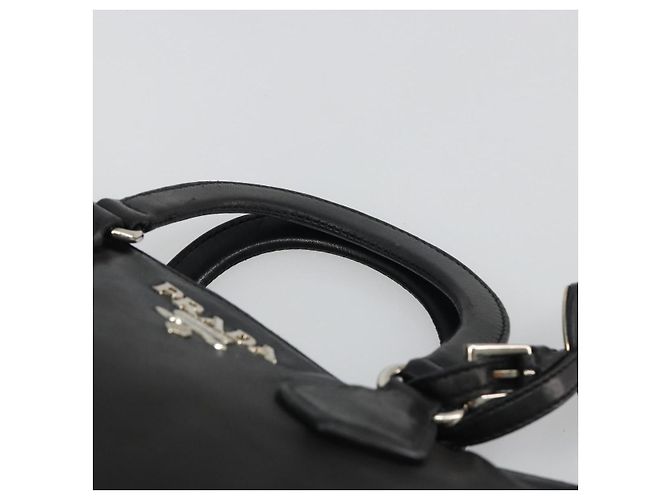 Bolso PRADA de cuero negro plata Auth 186430A - vista 8
