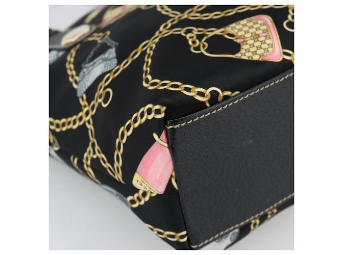 Borsa GUCCI Satin Nero Oro 153361 Auth 188253A D'oro - vista 11
