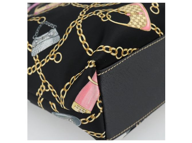 Borsa GUCCI Satin Nero Oro 153361 Auth 188253A D'oro - vista 13
