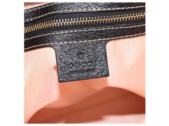 Borsa GUCCI Satin Nero Oro 153361 Auth 188253A D'oro - vista 14