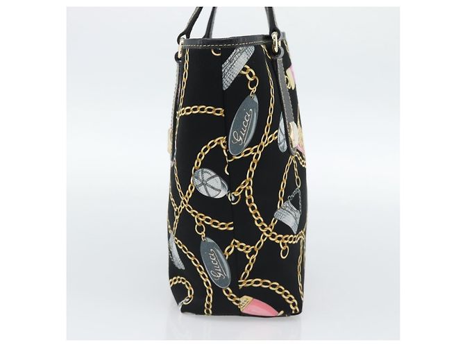 Borsa GUCCI Satin Nero Oro 153361 Auth 188253A D'oro - vista 4