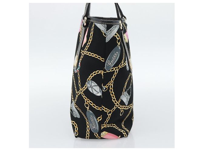 Borsa GUCCI Satin Nero Oro 153361 Auth 188253A D'oro - vista 5