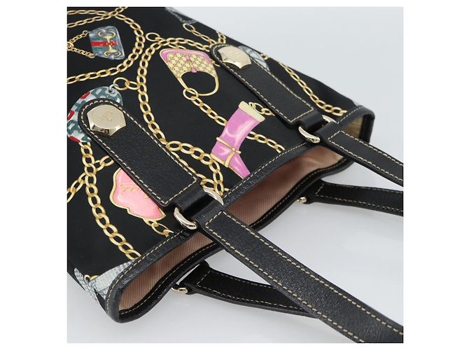 Borsa GUCCI Satin Nero Oro 153361 Auth 188253A D'oro - vista 6