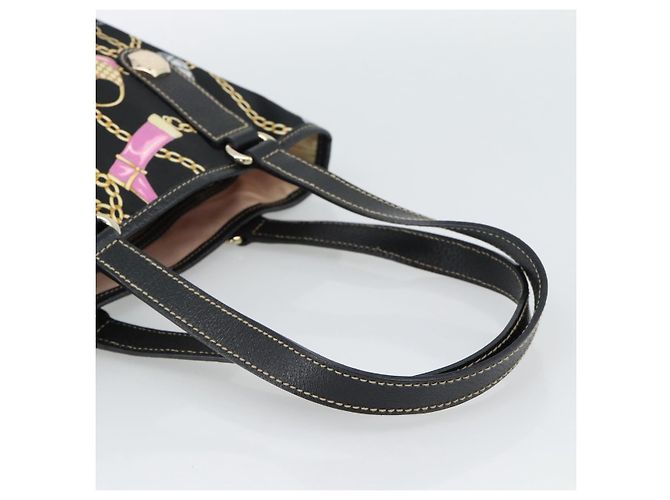 Borsa GUCCI Satin Nero Oro 153361 Auth 188253A D'oro - vista 7