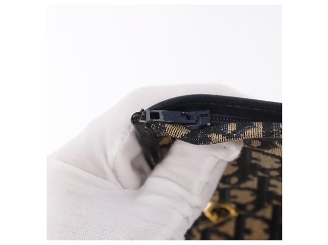 Borsa Christian Dior Trotter Canvas 2way Navy Gold Auth 188822 D'oro Blu navy - vista 18
