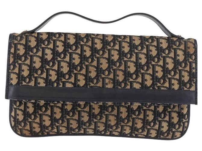 Borsa Christian Dior Trotter Canvas 2way Navy Gold Auth 188822 D'oro Blu navy - vista 2