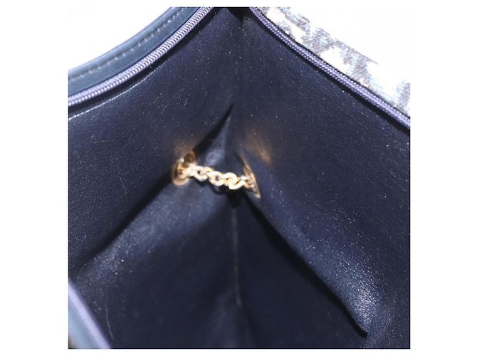 Borsa Christian Dior Trotter Canvas 2way Navy Gold Auth 188822 D'oro Blu navy - vista 21