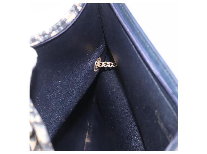 Borsa Christian Dior Trotter Canvas 2way Navy Gold Auth 188822 D'oro Blu navy - vista 22