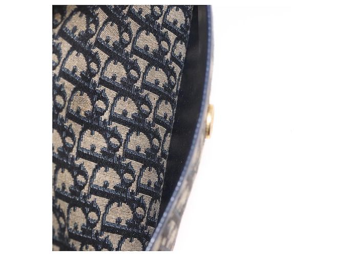 Borsa Christian Dior Trotter Canvas 2way Navy Gold Auth 188822 D'oro Blu navy - vista 23