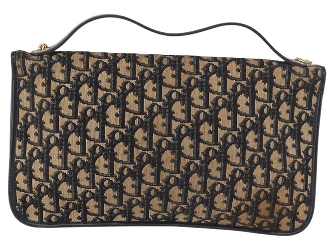Borsa Christian Dior Trotter Canvas 2way Navy Gold Auth 188822 D'oro Blu navy - vista 3