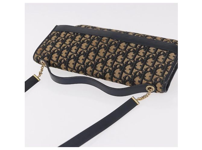 Borsa Christian Dior Trotter Canvas 2way Navy Gold Auth 188822 D'oro Blu navy - vista 7