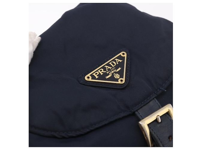 Zaino PRADA Nylon Navy Gold Auth gh2105 D'oro Blu navy - vista 17