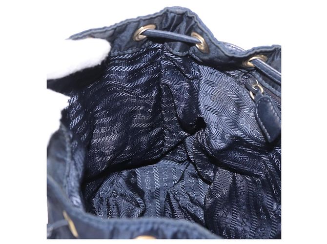 Zaino PRADA Nylon Navy Gold Auth gh2105 D'oro Blu navy - vista 24